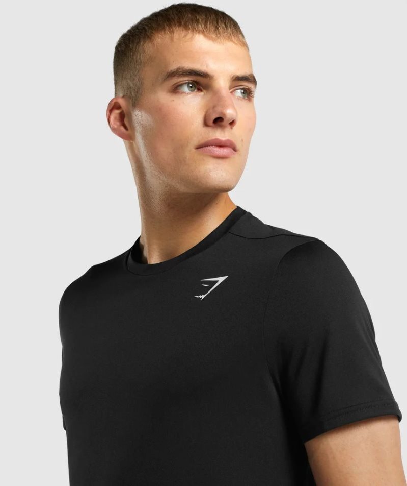 Men's Gymshark Arrival Regular Fit T-Shirts Black | CA 8N6D73